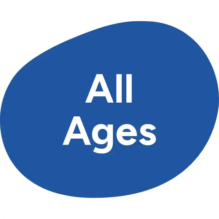 Blue blob with ’All Ages’ text.