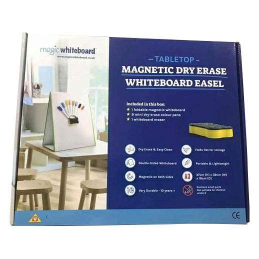 Tabletop Magic Magnetic Whiteboard Easel A3 with 8 pens & eraser - 5060182800855